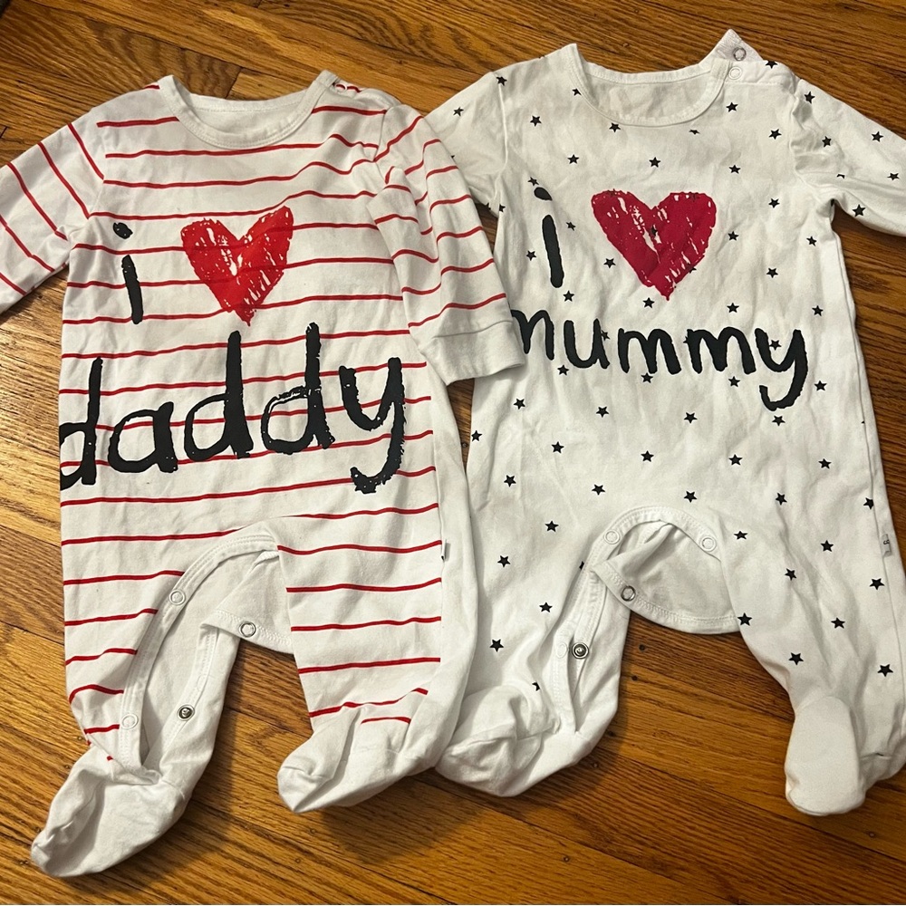 I Love Daddy and Mummy Kids One Pieces - Red and White
